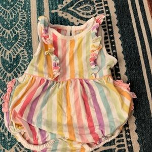 Ruffle Butts Pastel Rainbow Striped Ruffled Romper